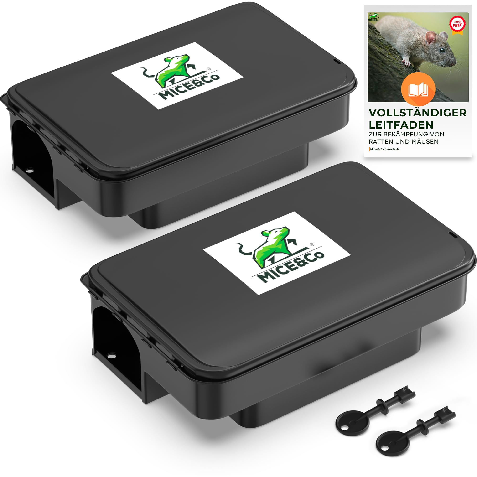 Mice&Co 2X Profi Rattenfalle  Effektive Kderbox gegen Ratten & Muse mit  Schlssel & Warnaufklebern  Rattenkderbox Sicher fr Kinder & Haustiere   Ohne Rattengift : Amazon.de: Garten