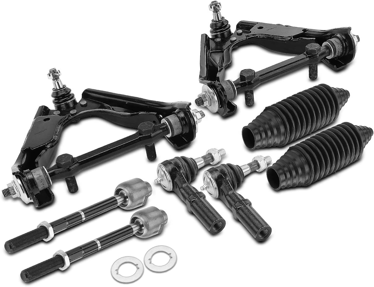 A-Premium Set of 8, Front Upper Control Arm, Inner & Outer Tie Rod End, Compatible with Dodge Durango 2001-2003, Dakota 2000-2004, 4WD Only