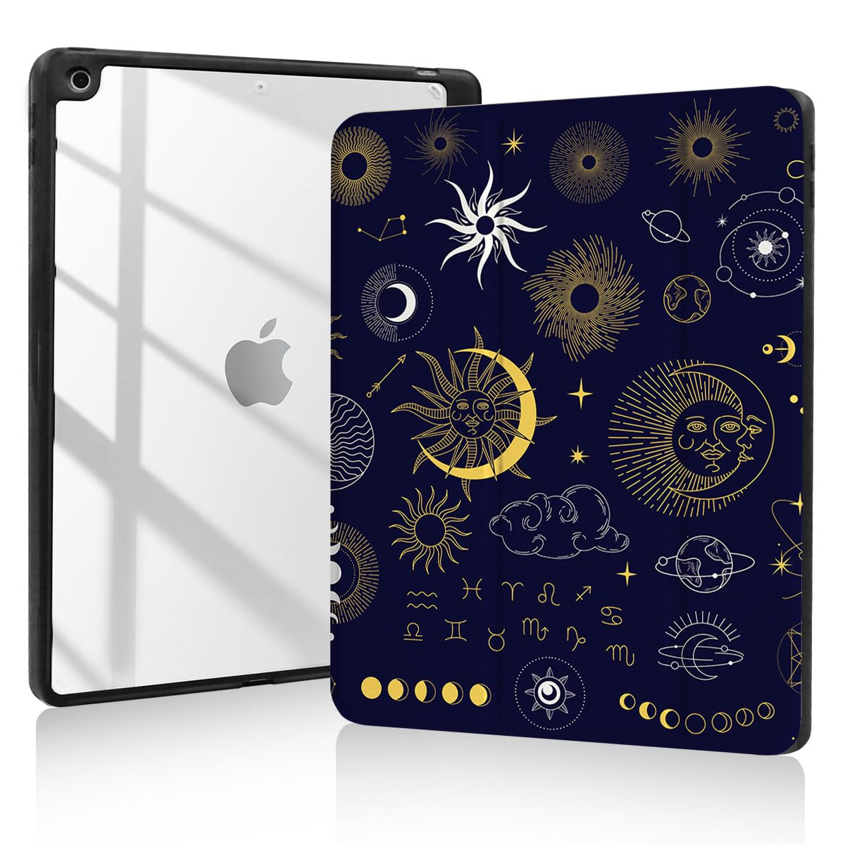 Trizoanic Case for iPad 9th/8th/7th Generation,iPad 10.2 inch Case Clear Back iPad 2021/2020/2019 Cover,Trifold Stand,Pencil Holder,Auto Sleep/Wake Up