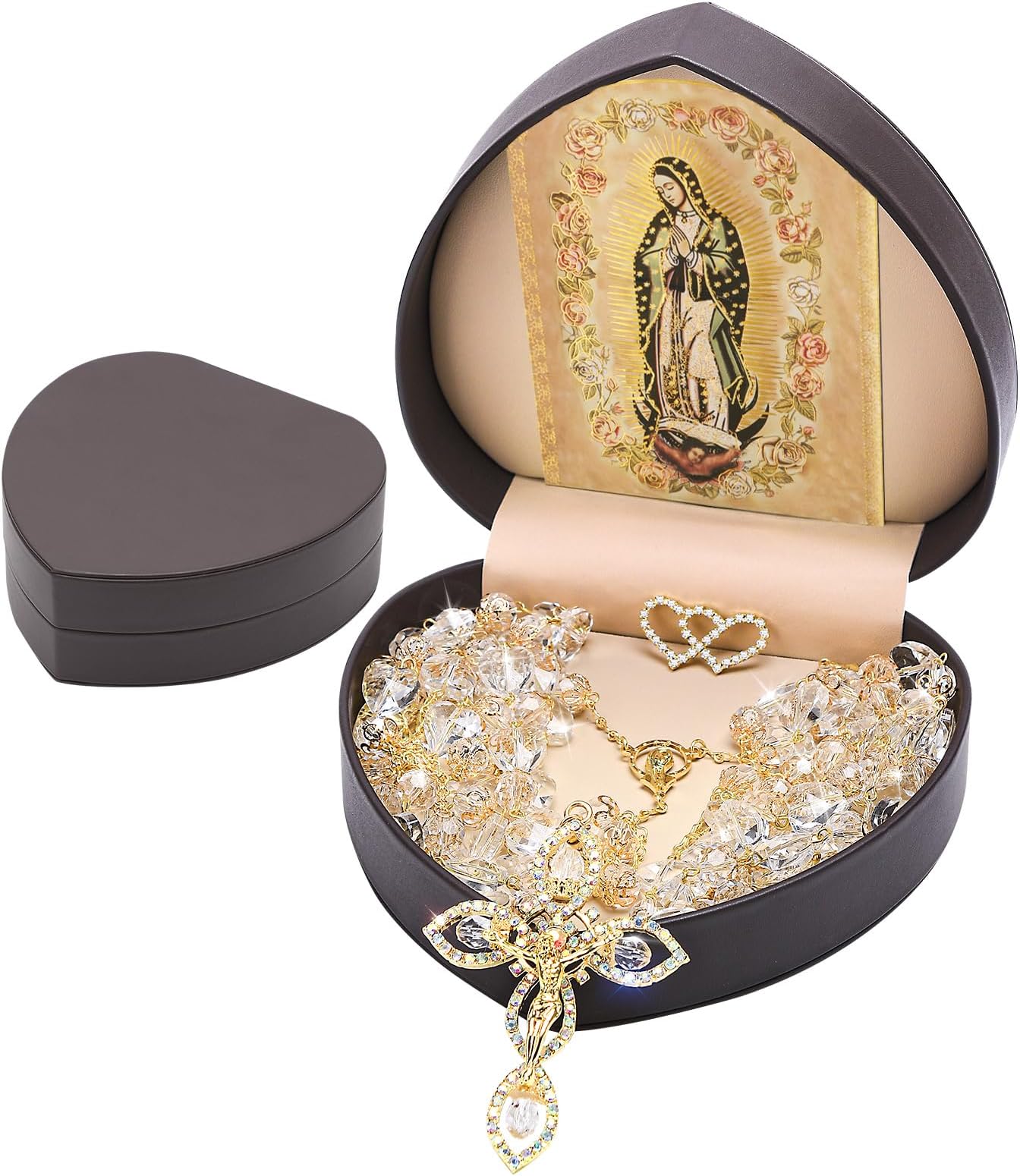 Lazo Parsa Boda, Wedding Lasso for Ceremony Gift, Wedding Lasso with Heart Box, Lazos Para Bodas Catolica, Lasso for Weddings Ceremony, Mexican Weddings Crystal Rosary, bLazo De Bodas Para Los Novios