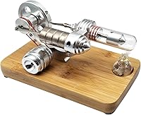 Vista 6 de Sunnytech Hot Air Stirling Engine Colourful LED Single Flywheel Education Toy Electricity Power Generator M14-03-S