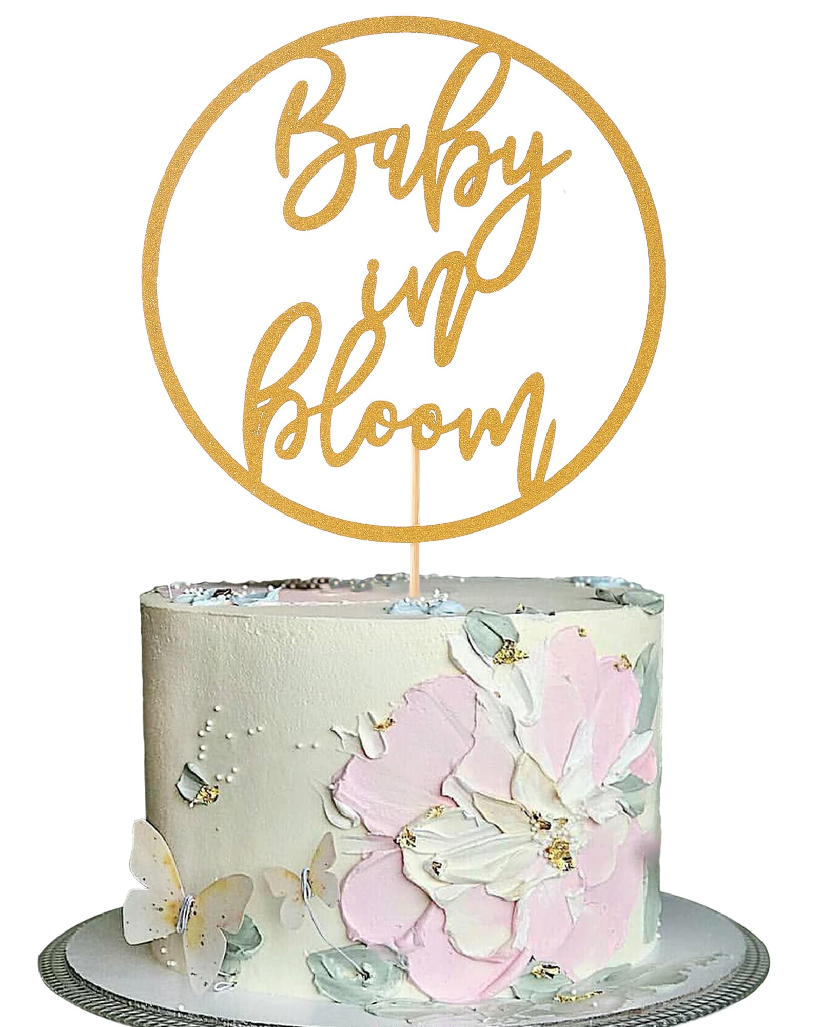 Baby in Bloom Cake Topper - Baby Shower Cake Topper， Gender Reveal Party Decorations， Pregnancy Announcement， Wecome Baby Party Supplies