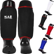 MAR | Pair of Shin Guards Pads for Contact Sports, Elasticated Fabric & Layered Foam Padding Training Shin Pads for Kickboxing Muay Thai MMA Karate Taekwondo Wrestling Kickpads