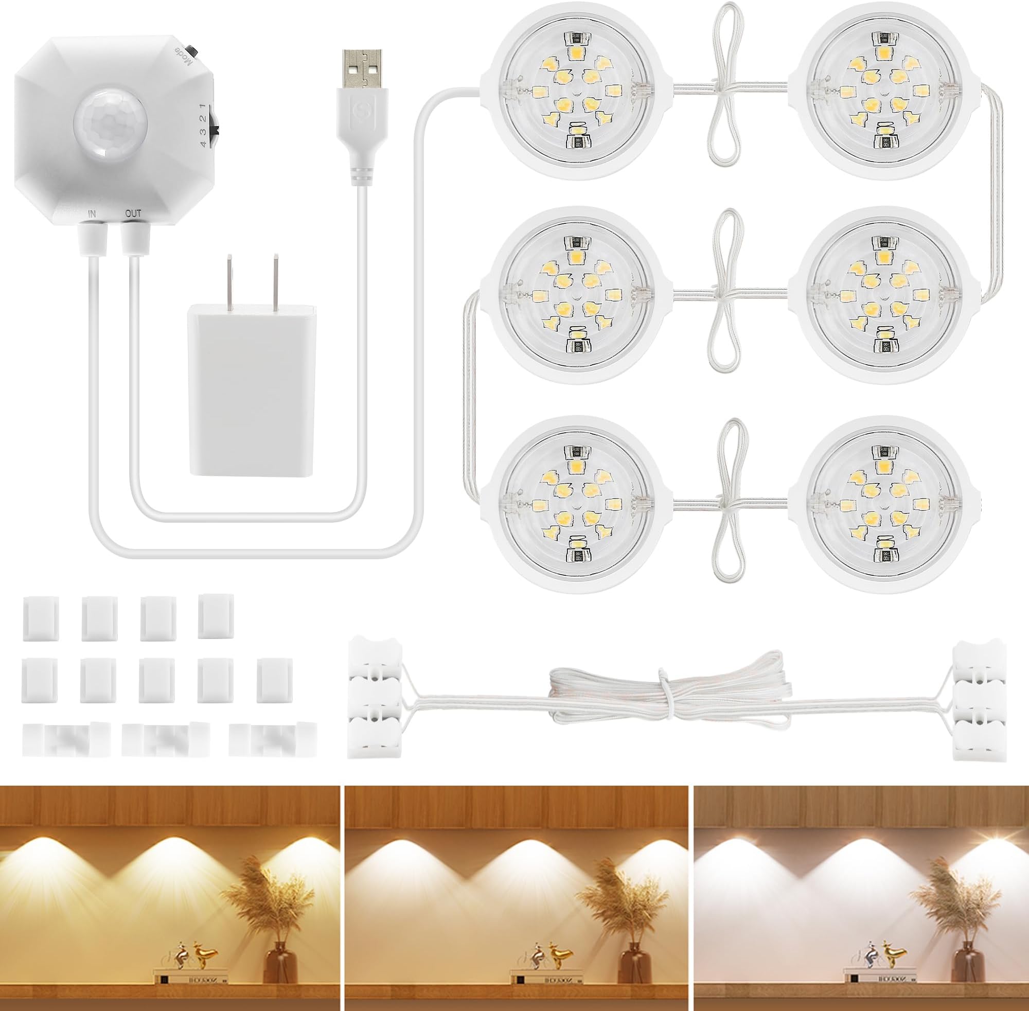 Auplf Motion Sensor Under Light, 3 Color Kitchen LED Motion