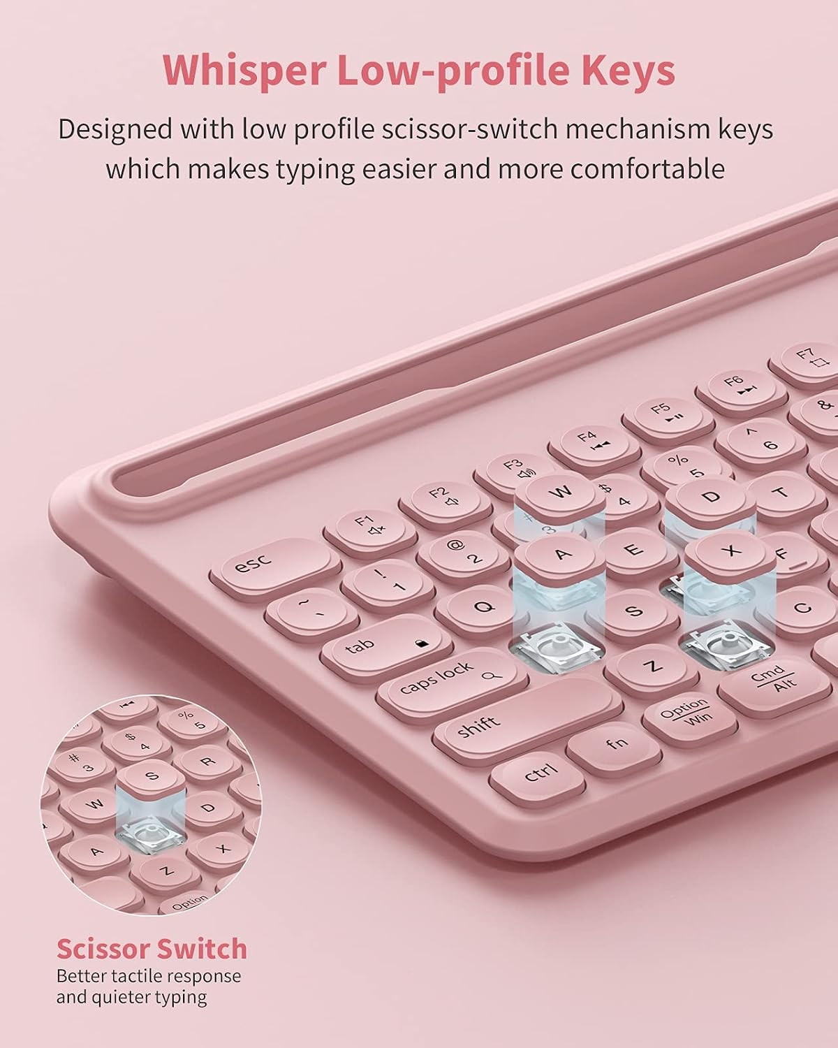 seenda Backlit Bluetooth Keyboard for Tablet Phone Computer, Rechargeable Multi-Device Bluetooth Wireless LED Keyboard for iPad Pro/Air/Mini, Compatible Mac Windows PC Android iOS Phone Tablet Pink