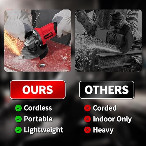 Miniatura 8 de Amoladora angular inalámbrica de 4-1/2", amoladora angular sin escobillas de 12000 RPM, amoladora angular eléctrica con 2 * baterías de 4.0Ah y 3