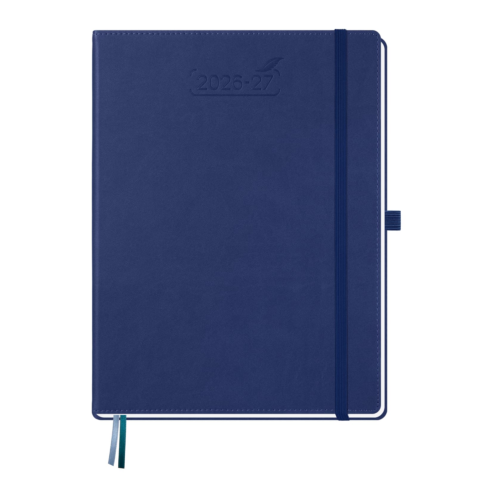 BEZEND A4 Academic Diary 2026-2027 Week to View (Jul 26 - Dec 27) Vertical Weekly Planner with Time Slots & Monthly Tabs. Appointment Diary for Home School Office. PU Leather Hardback, Blueberry