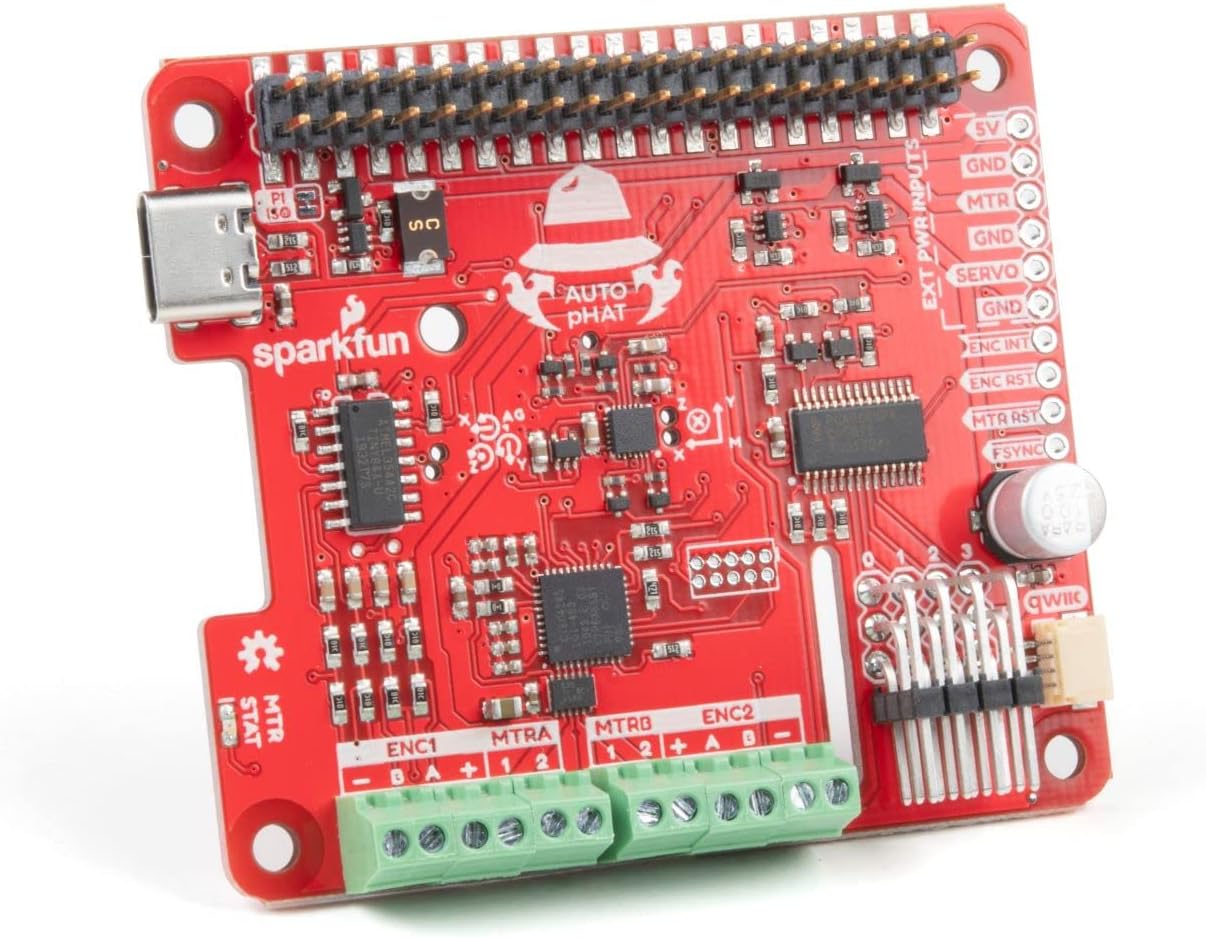 Auto pHAT Compatible with Raspberry Pi Google Coral NVIDIA Jetson and More All in One Robotics Package Quickly add functionality to Single-Board Computers Drive 2 Small DC Motors & 4 servos