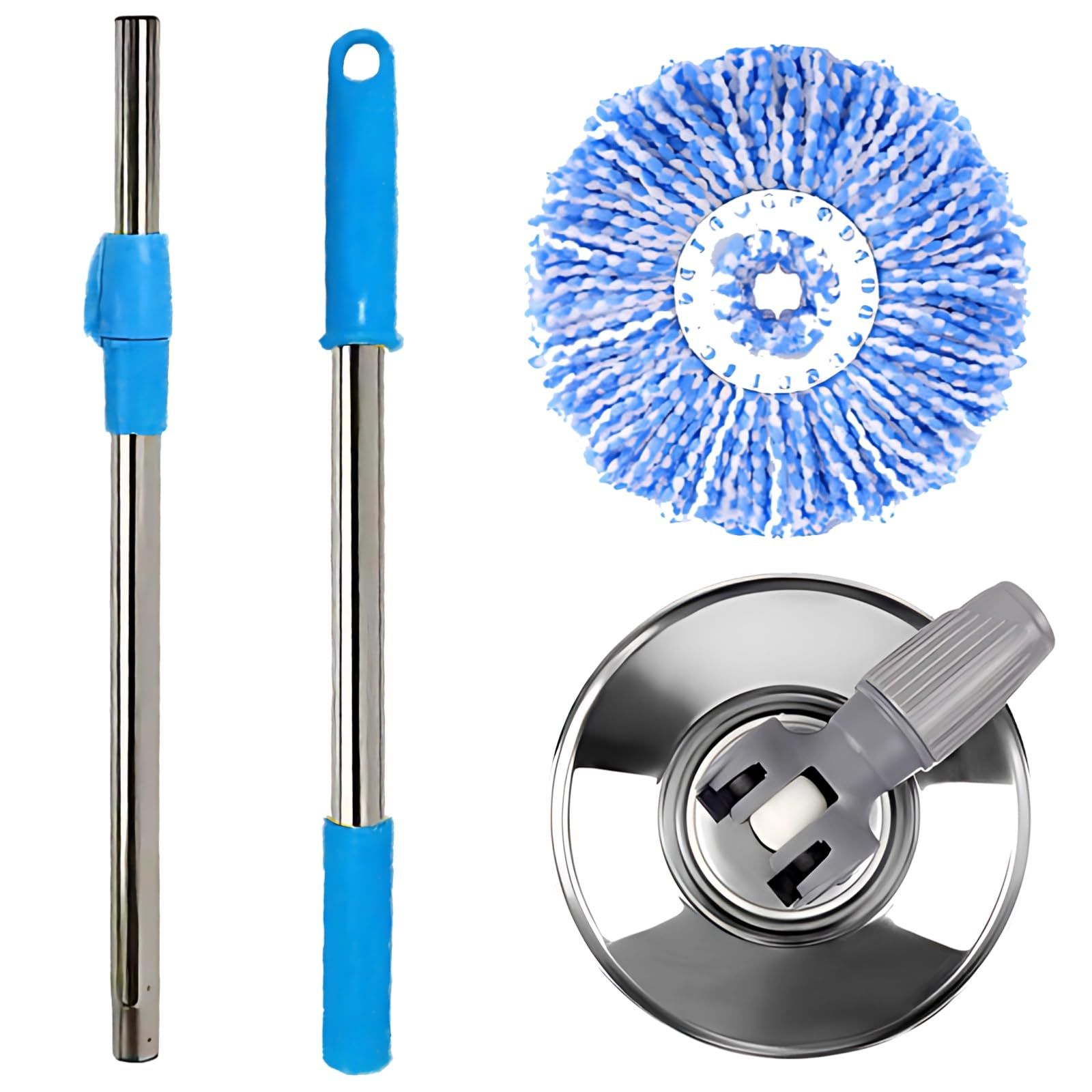 Poignée télescopique universelle acier inoxydable longueur réglable balai rotatif