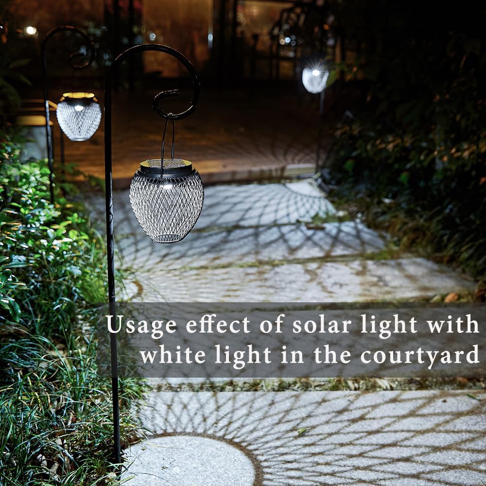 Solar Lantern Outdoor, Waterproof IP65 Hanging Lights Outdoor Garden Metal Lanterns Decorative Lighting Powered for Yard Patio Pathway（2 Pack, Black）