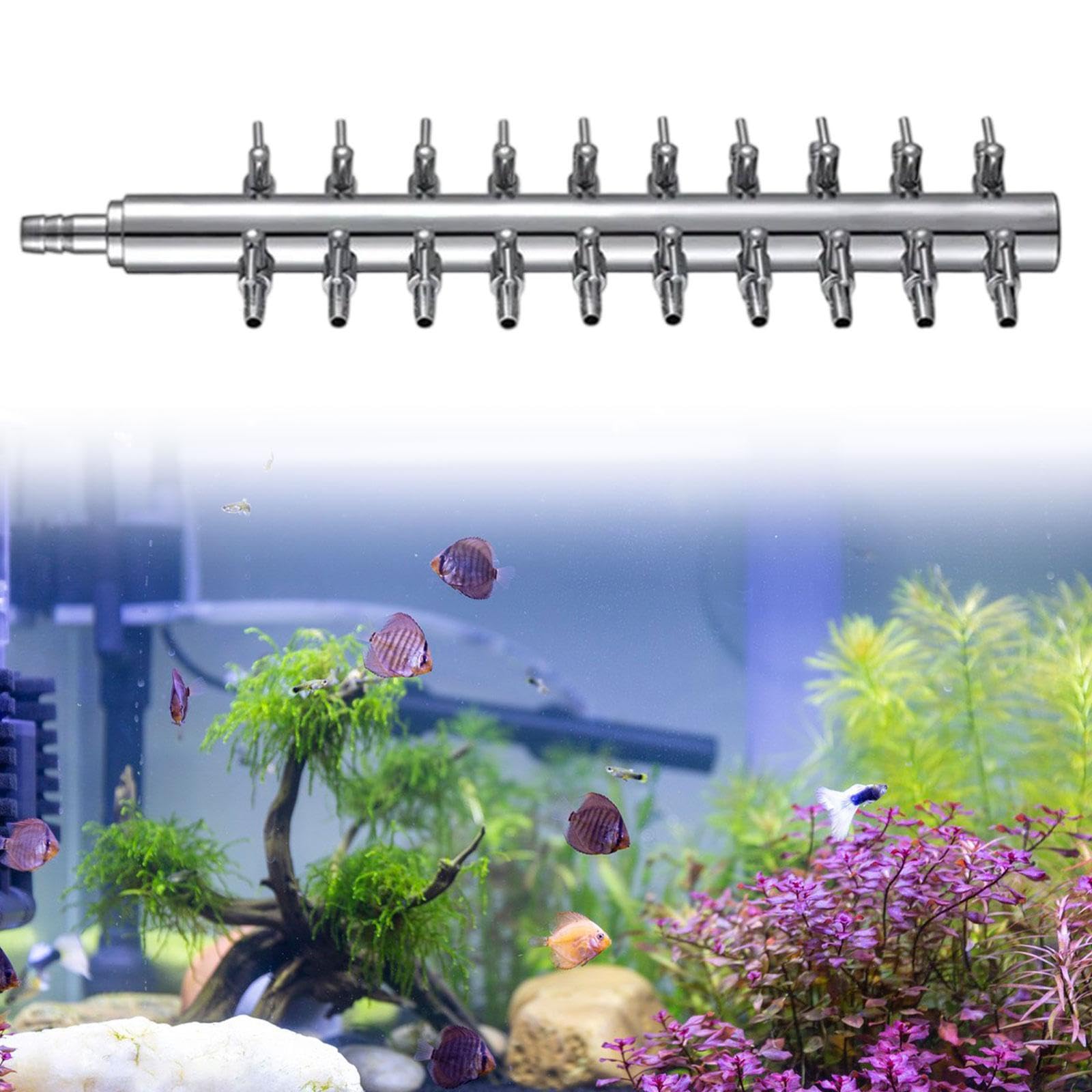 Aquarium Luftverteiler Splitter Metall Ventil mit O2 Tubing Verbinder Und Luftschlauchadapter Zur Luftverteilung für Aquarien Fischzuchtanlagen Wohnbe, 20-Wege