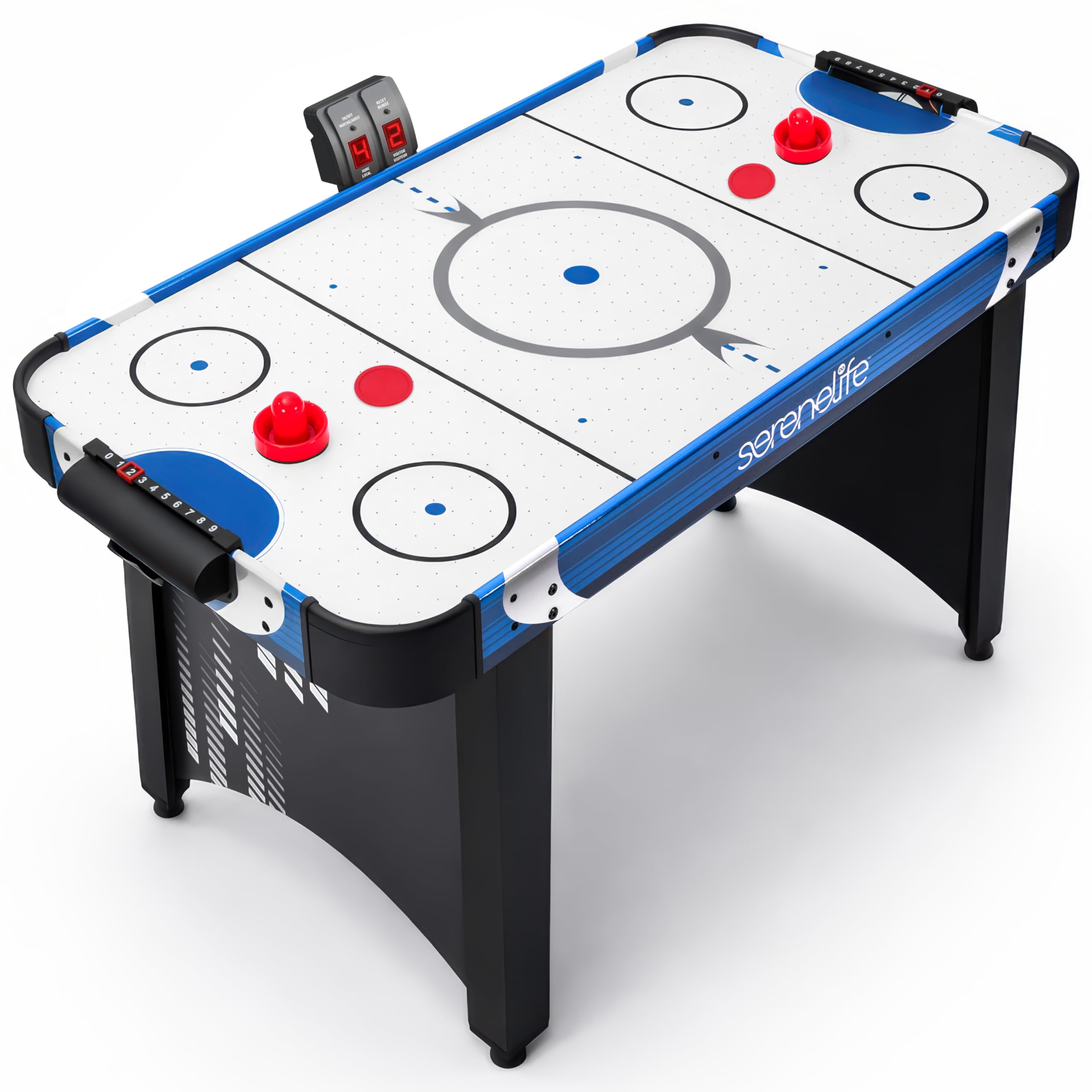 SereneLife 48" Air Hockey Game Table, w/Built-in Score Tracker & Puck Dispenser, Digital LED Scoreboard & Accessories