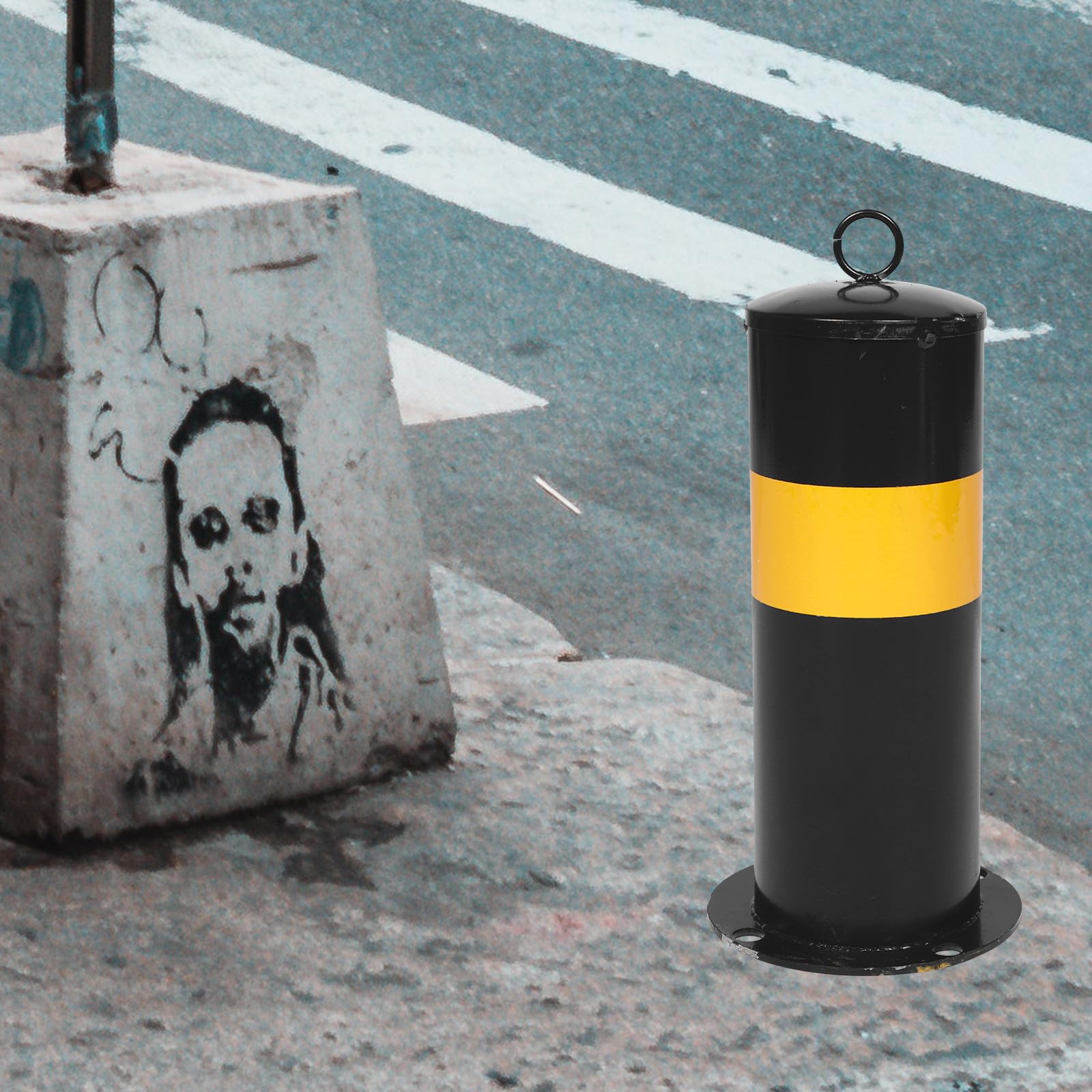 Barrière de Sécurité en Acier Noir Renforcé pour Arrêt de Stationnement Cônes de Stationnement, pour Isolation Routes et Chantiers