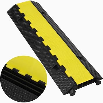 Cable Ramp Rubber Cable Protector Ramps, Cable Wire Cord Cover Ramp, 28000 lbs Capacity Heavy Duty 3 Channel Speed Bump Driveway Outdoor Hose Cable Ramp Protective Cover, 1 Pack
