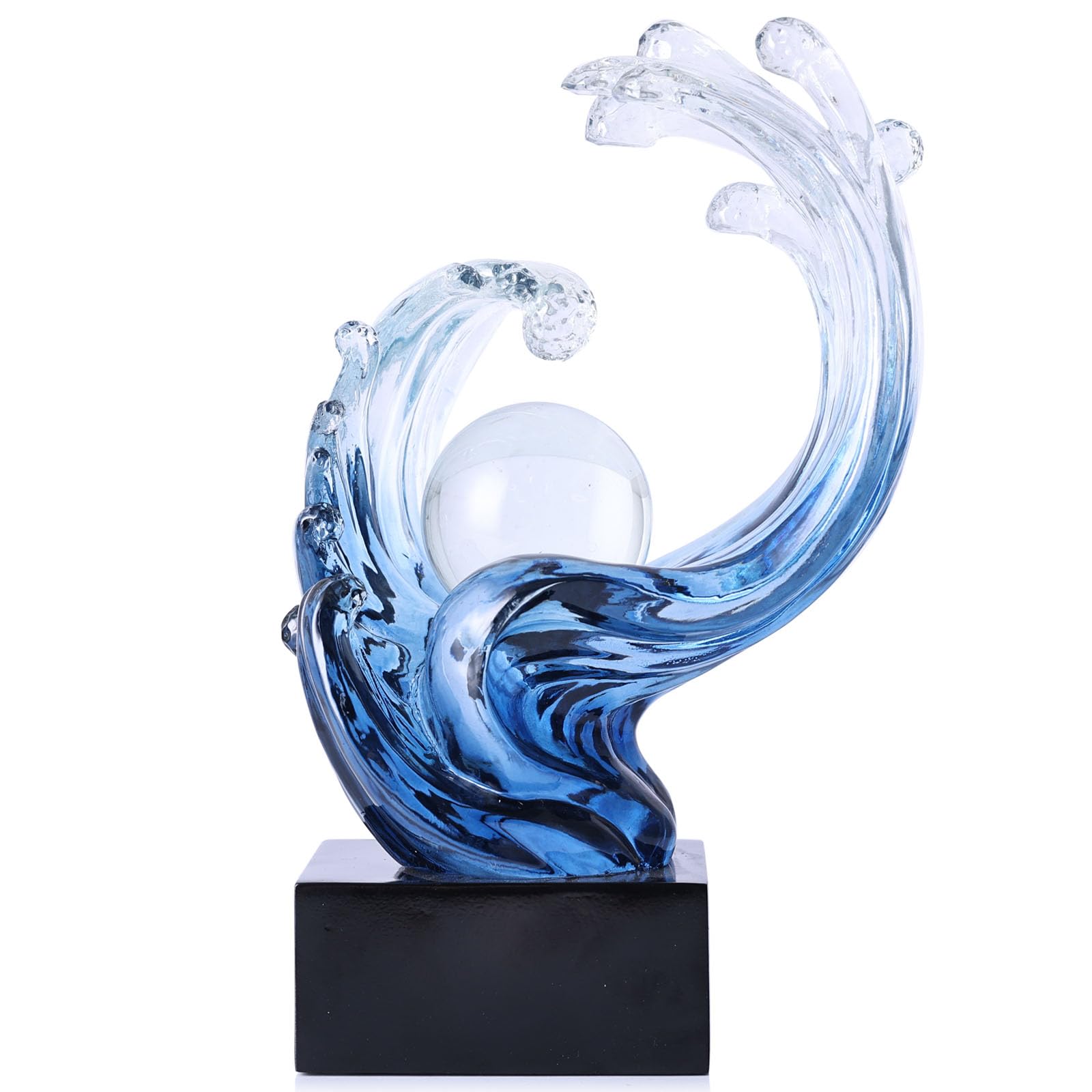 Blue Ocean Wave Statue for Beach House Decor,Resin Modern Abstract Art,For Coastal Nautical Office Surfers Gifts,Coffee Table,Tv Stand,Dining Table Center Decorative Shelf Decor Accent for Men (Blue)