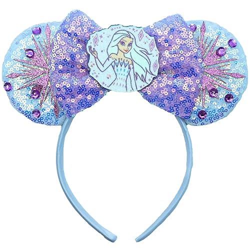 Lazos para el pelo para mujer, diadema con purpurina de princesa Elsa Mouse para adultos, disfraz de princesa Elas, accesorios para el cabello,
