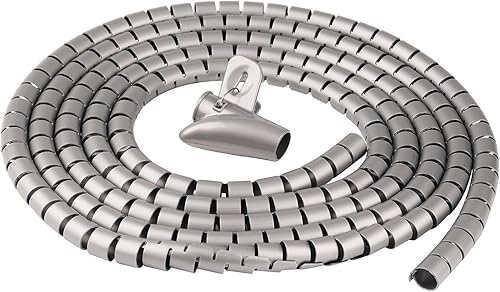 Miniatura 11 de Funda organizadora de cables de 118 pulgadas, manga de tubo en espiral para gestión de cables para oficina en casa, PC, TV, color negro Negro