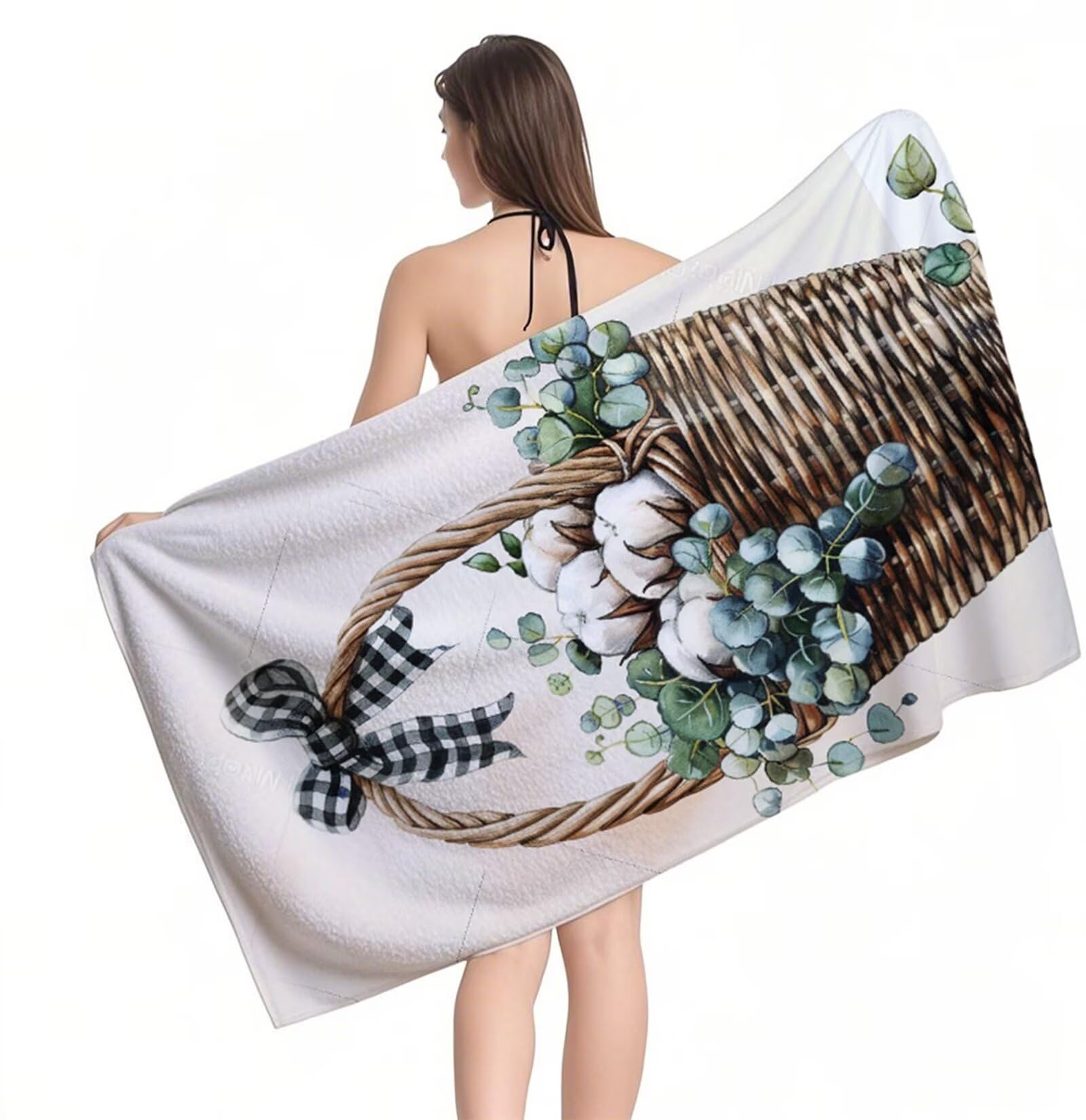 Strandtuch Blumenkorb Mikrofaser Handtuch Groß 220 x 100 cm, Saunahandtuch Schnell Trocknendes, Sandfreie Stranddecke, Saugfähiges Badetuch, Platzsparende Reisehandtuch, Strandurlaub Must Haves Y1-391