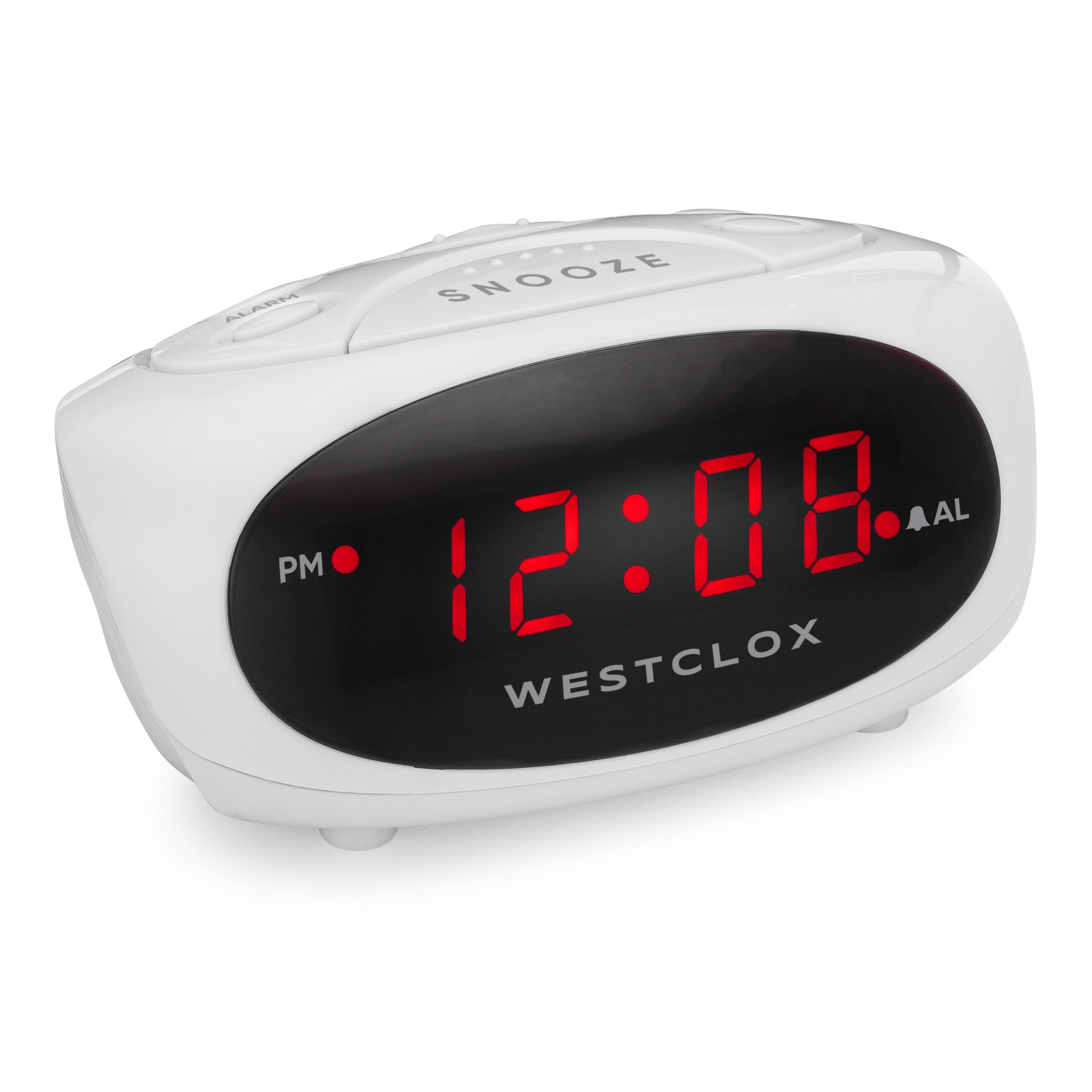 Westclox White 0.6" LED Display Super Loud Snooze Alarm Clock 70044B