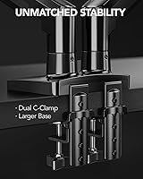 Vista 4 de HUANUO FlowLift Soporte para monitor doble, soporte de escritorio para monitor de juegos totalmente ajustable para pantallas de computadora de 13 a