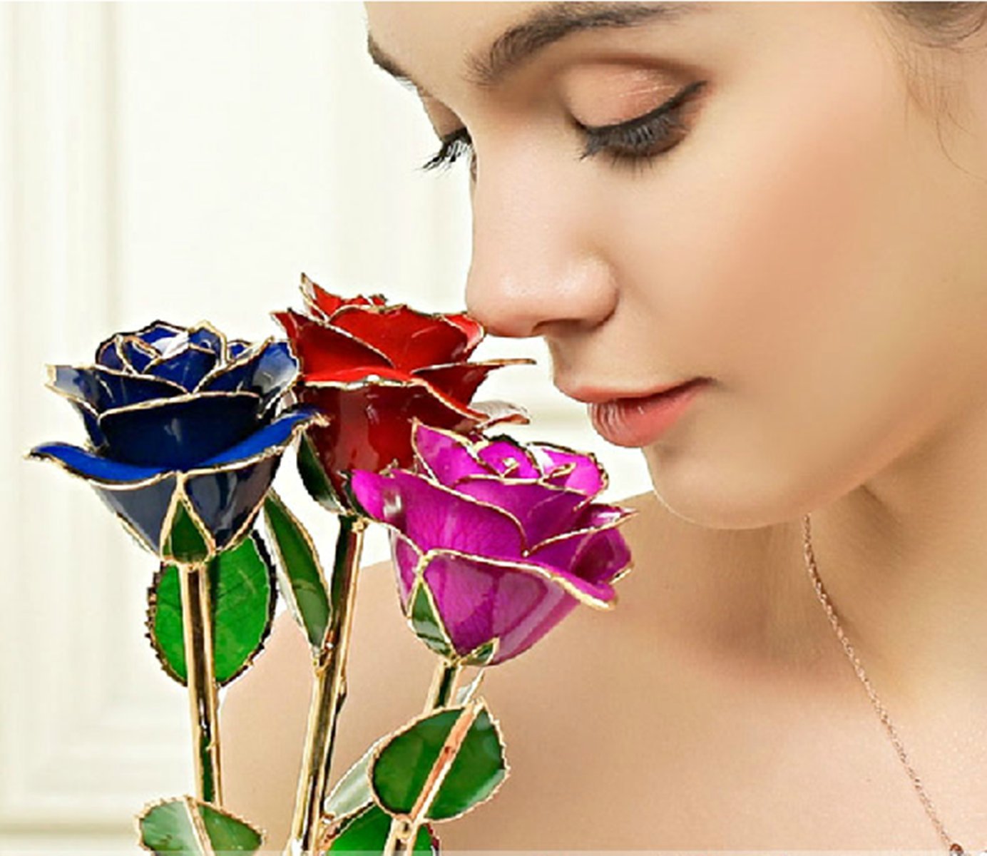 ZJchao, rosa dorata da 24 carati, vera rosa conservabile per sempre e sempre aperta, idea per anniversario di matrimonio, San Natale, compleanno, 29 cm di lunghezza, in confezione con