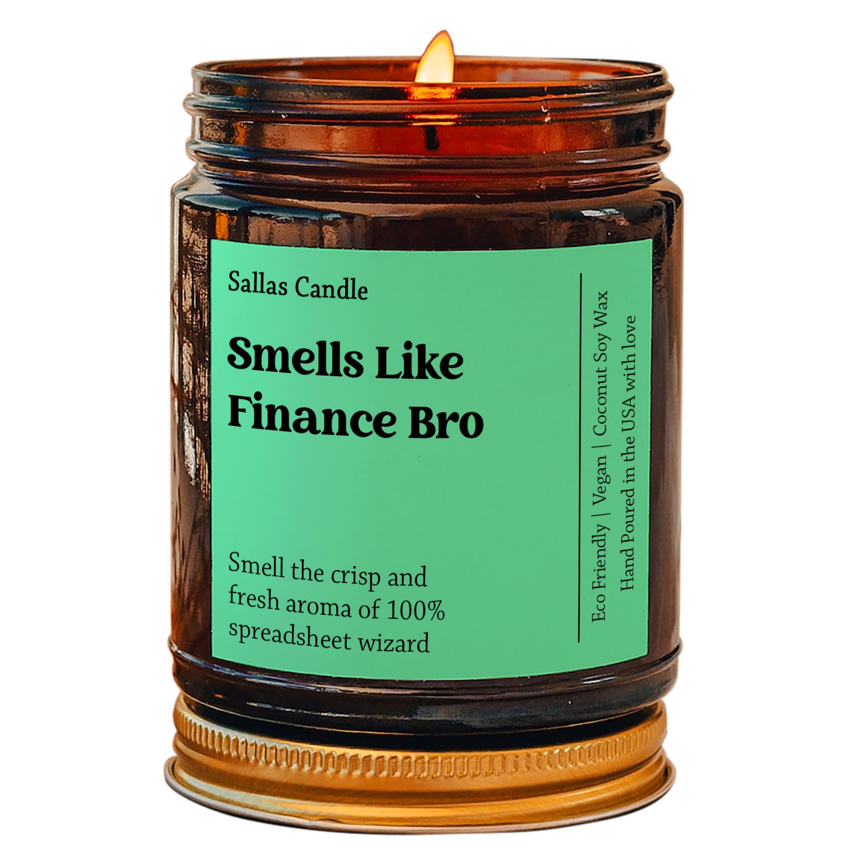 Smells Like Finance Bro Soy Wax Candle - Funny Gift for Finance Worker or Husband/Boyfriend - Eco Friendly 4Oz & 9Oz Amber Candle - 9 Scent Options