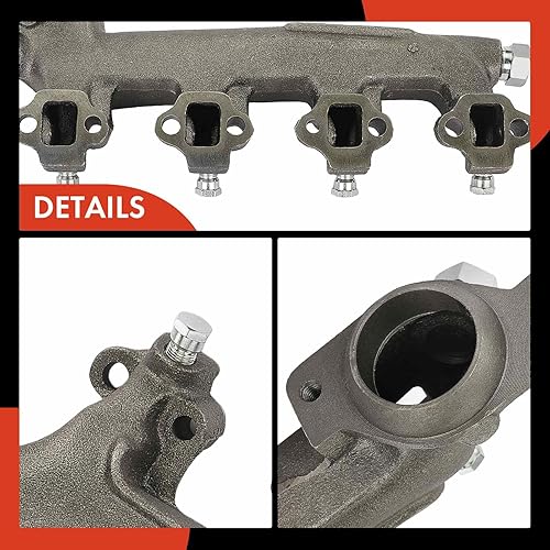 Vista 8 de A-Premium Kit colector de escape del motor del lado derecho [8Cyl 5.8L] con junta, espárragos y tuercas compatible con Ford F-150 88-96, F-250 F-350