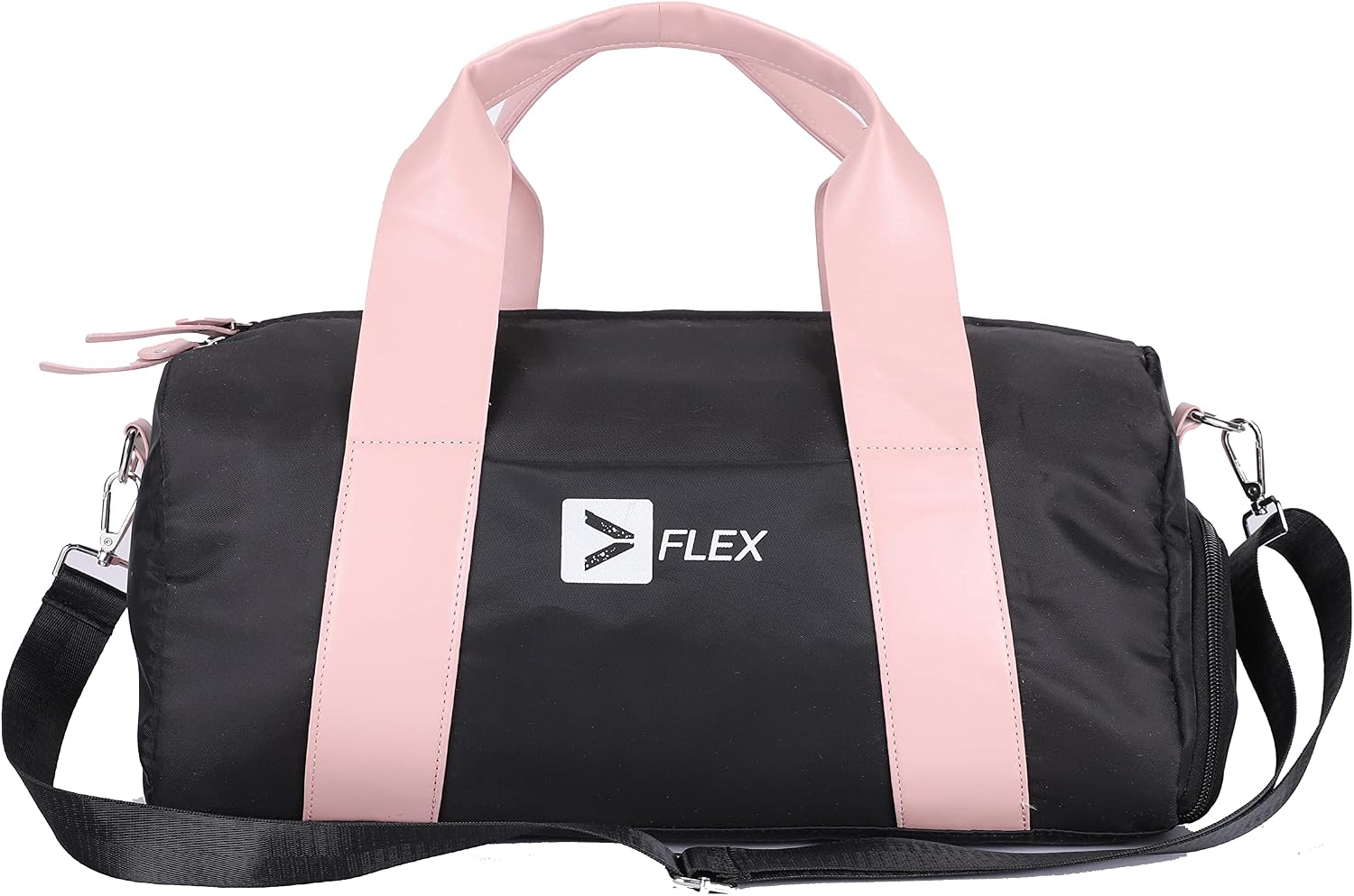 Flex Waterproof Gym Sport Bag fpr Women 30L Lighweight Duffle with Shoe Compartment & Wet Pocket for Yoga Durable Ladies Travel Bag with Shoulder Strap Small Inner Pocket with Zip Black Pink