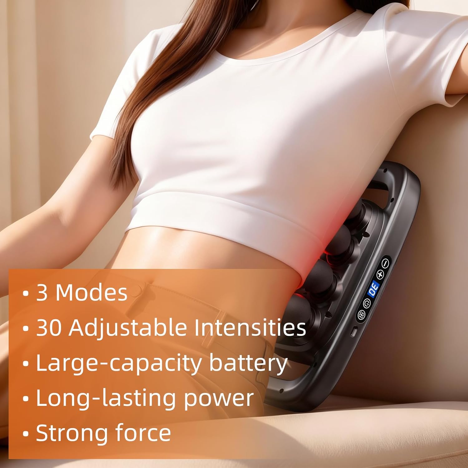 Massage Gun Pain Relief Deep Tissue, 20-Head Percussion Massager with 3 Modes & 30 Intensity Levels, Quiet Muscle Massage Gun for Back, Shoulders, Legs & Body (Grey) - Image 4