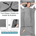Linges de sac de couchage satinées & Feuilles de voyage, sac de couchage pour adultes ultraléger et soyeux avec deux-way-Zipper,86.5"×35.4" Feuilles pour un seul camping pour Voyage Hôtel Voyage d'affaires