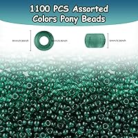 Vista 98 de Pony Bulk Beads - 1100 Pcs for Jewelry & Bracelets Making, Hair & Bracelet Beads (Dark Grey)
