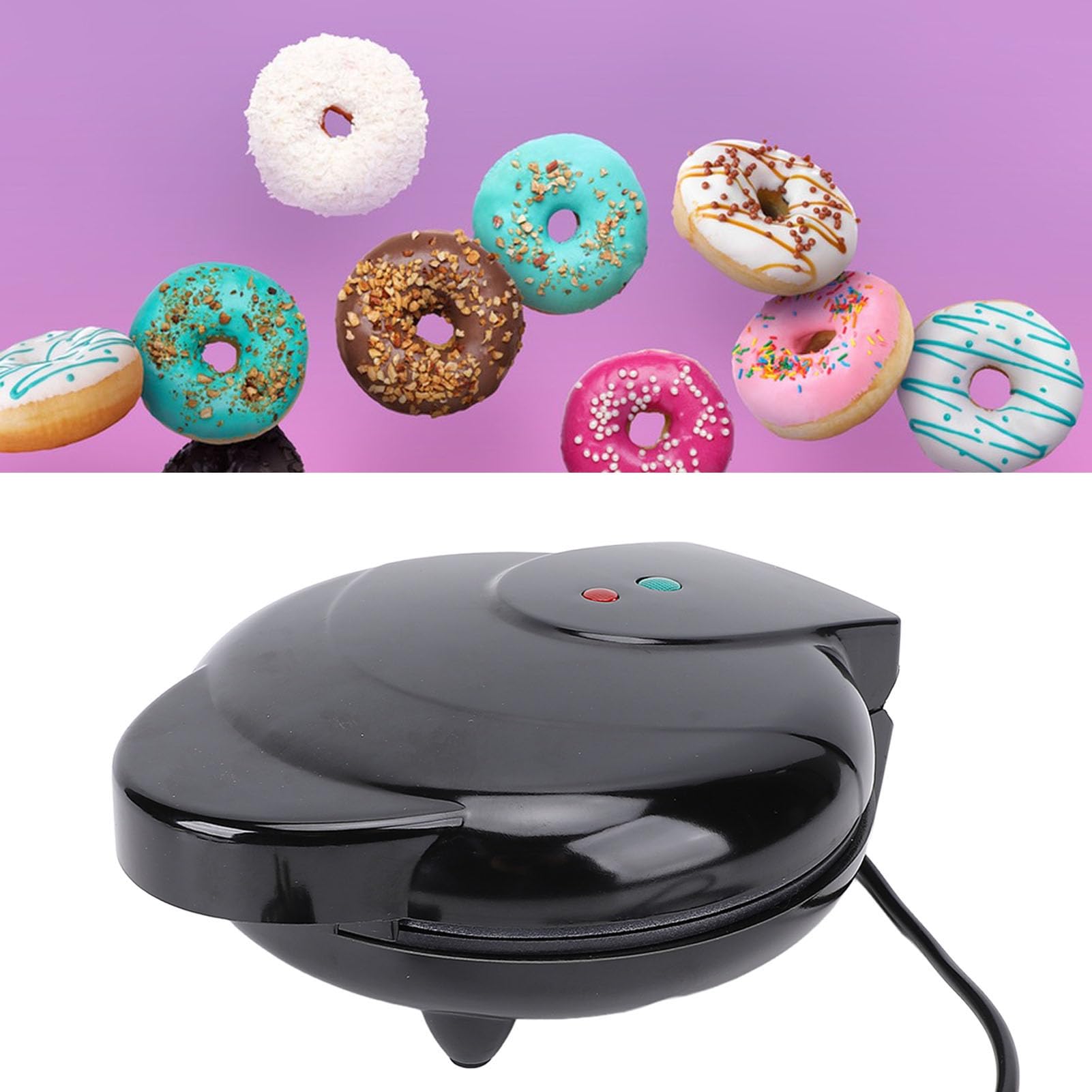 Asixxsix Mini máquina para hacer donas, con control inteligente de temperatura.Máquina eléctrica para hacer donas con tecnología de calentamiento avanzada y superficie (Enchufe europeo 220V)