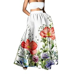 Women Long Skirts Drawstring Cute Maxi Skirts Soft Ruffle High Waisted Boho Skirt Vintage a Line Beach Cover