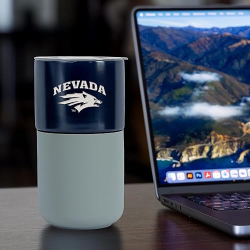 Miniatura 581 de Rico Industries NCAA Miami of Ohio Redhawks - Vaso de cerámica de 16 onzas con agarre de silicona, grabado láser profundo, diseño de color negro