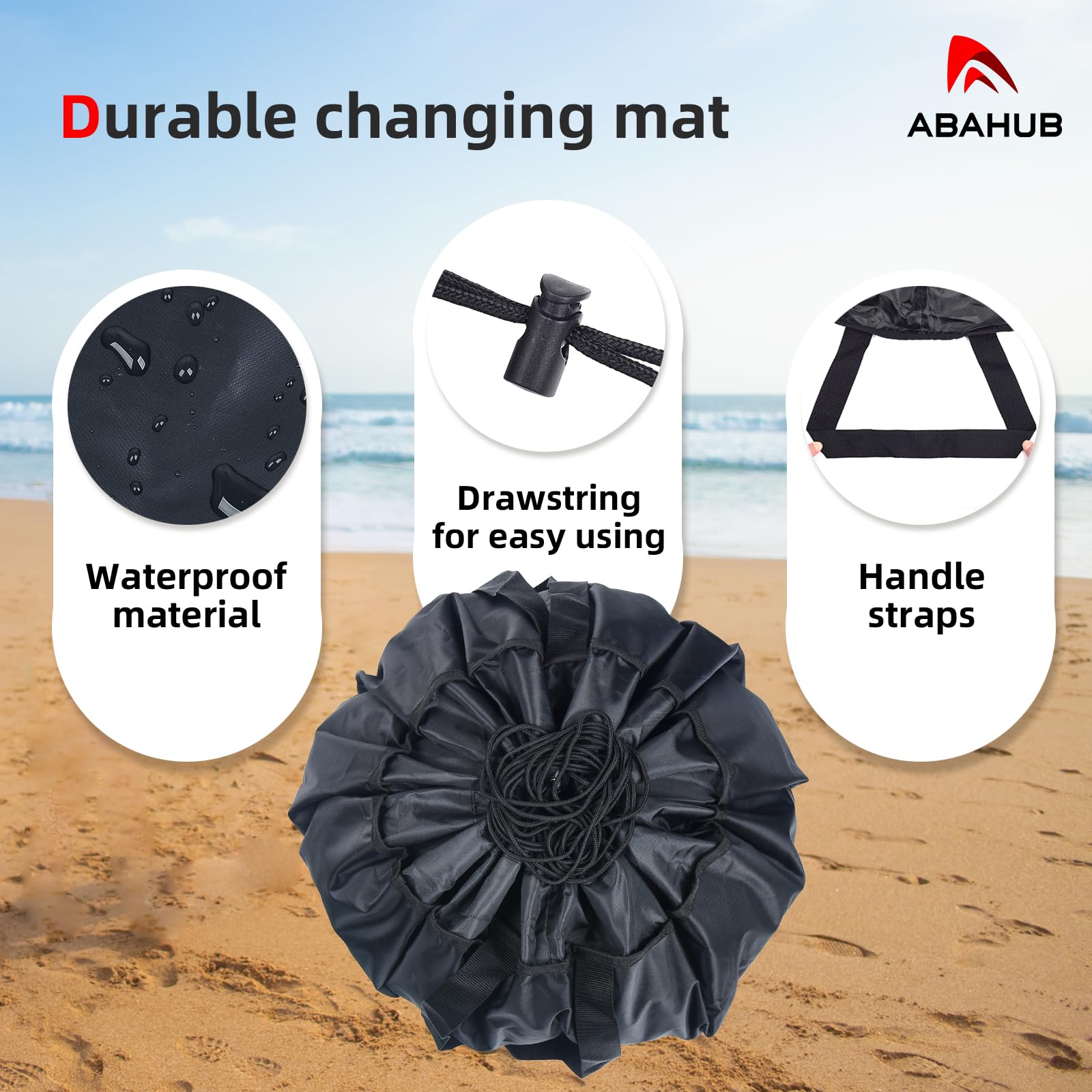 Abahub Impermeabile Muta da Sub Tappetino Cambio Rapido,Design 2 in 1 Rimovibile Tappetino Impermeabile Borsa da Spiaggia,Tappetino in Neoprene + Dry Bag,Adatto per Surf, Nuoto e Immersioni
