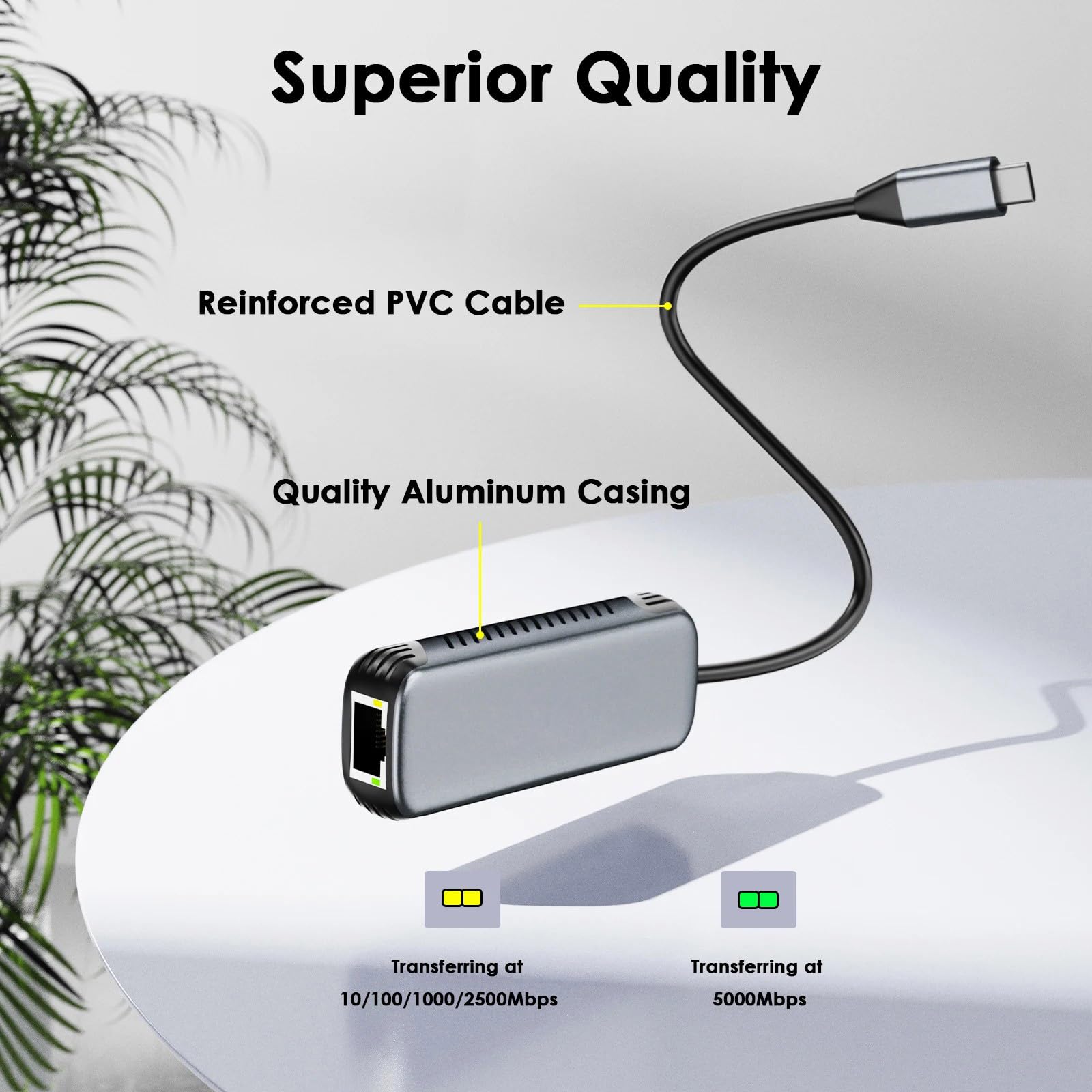 Adattatore Ethernet da 5 Gbps Rete Gigabit Convertitore Internet da RJ45 a Tipo C per laptop Desktop Tipo C Gigabit