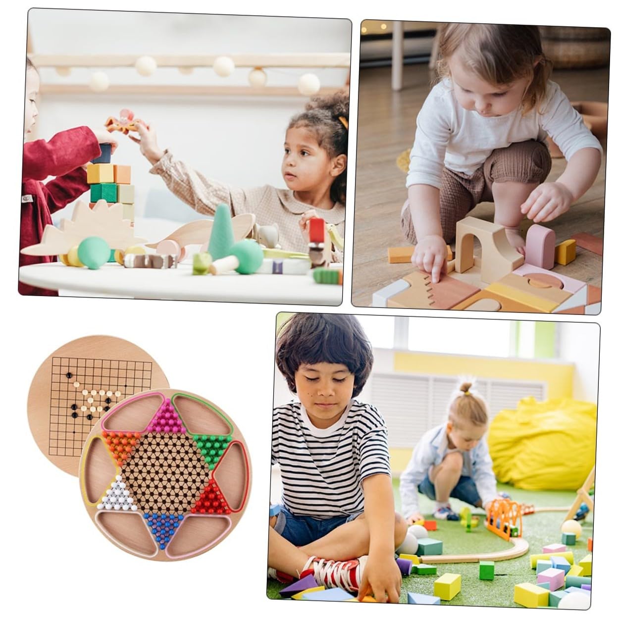 Mikikit Gioco da Tavolo Dama Cinese in Legno Set Educativo Gobang per Ragazzo Ragazza Gioco Cognitivo da Tavolo in Legno Massello Resistente per Sviluppo Intelligenza e Intrattenimento