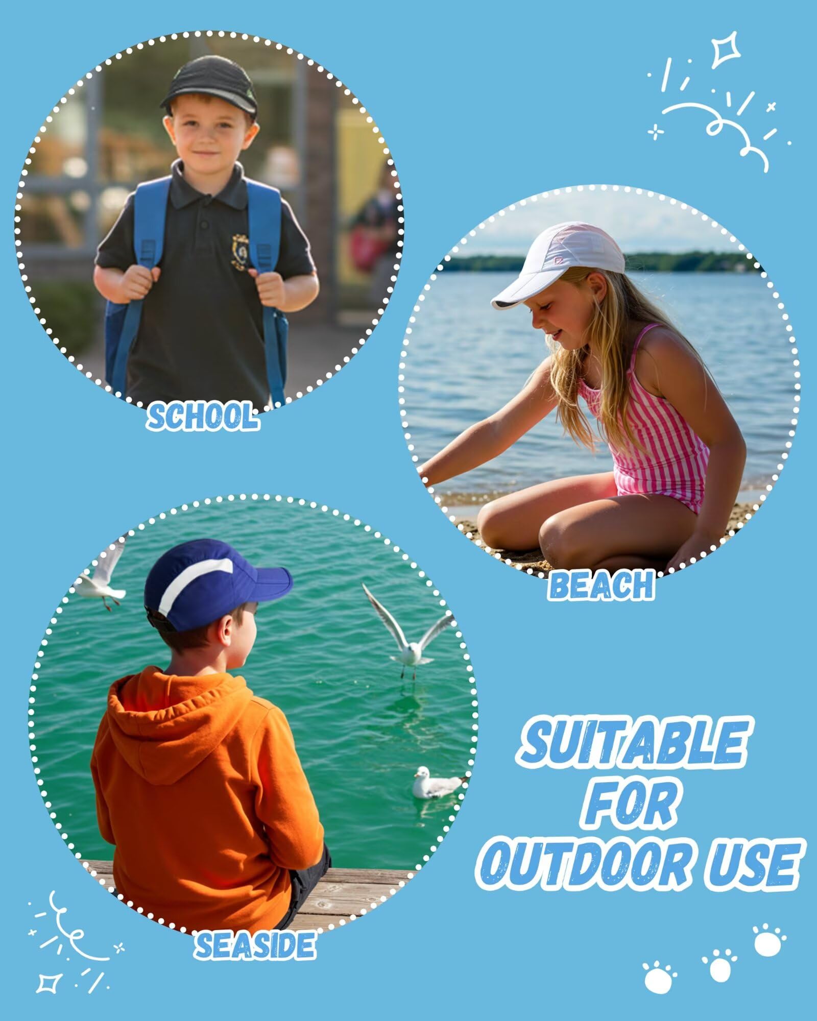 Gorra para niños UPF50+ Plegable protección Solar Ligera Transpirable 2-9 años