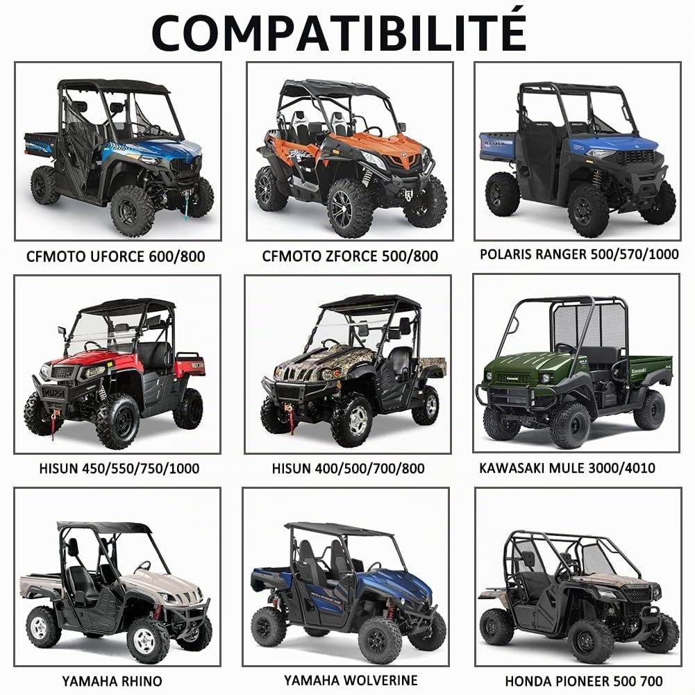 QYMOTO Housse pour UTV 2 Places, Compatible avec Polaris Ranger 570, RZR 900/1000, Honda Pioneer 500/700, Can am X3, Arctic Cat Side by Side Protection Contre Les intempéries, Coupe-Vent et