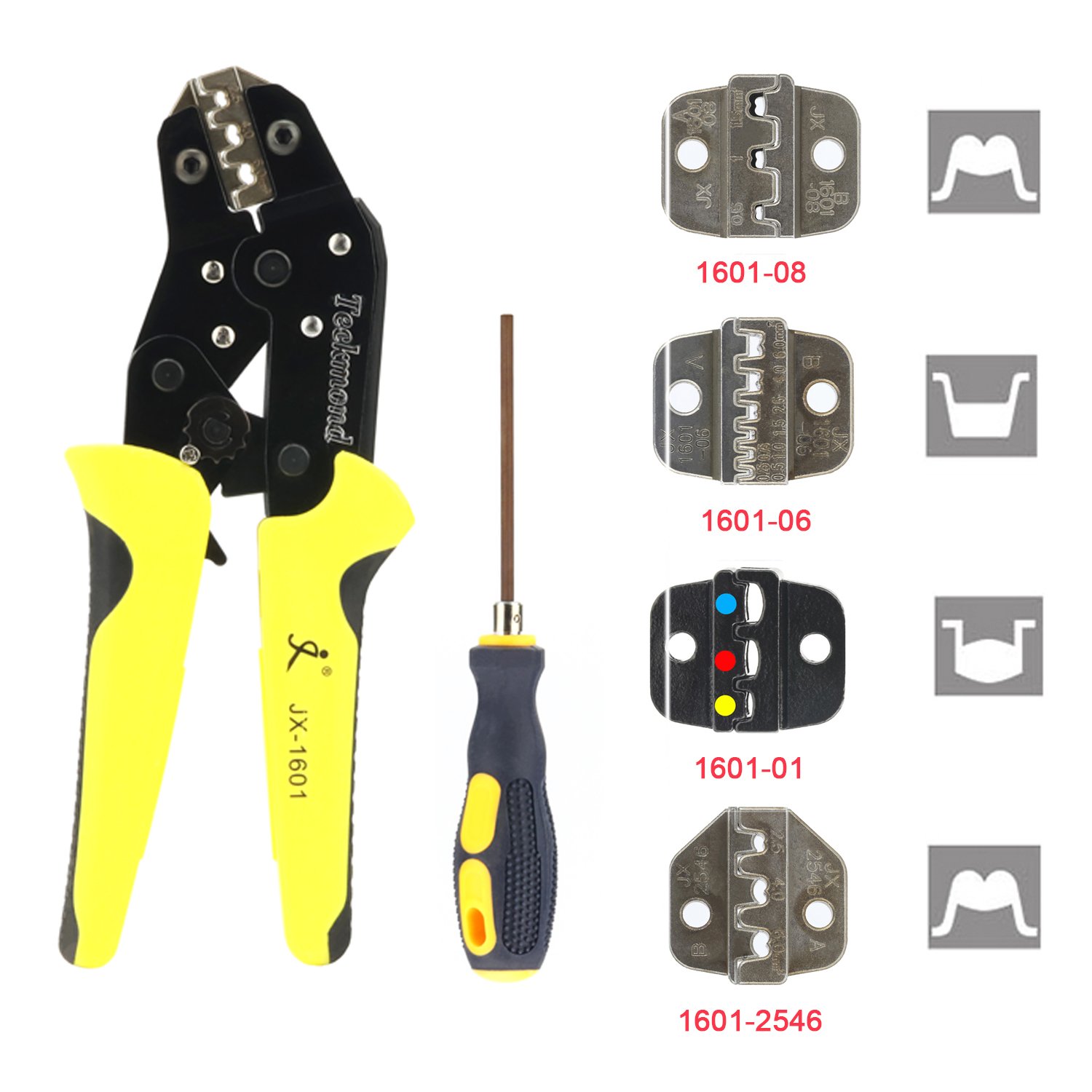 Trousse à outils Teckmond - Pince à sertir avec fonction à cliquet pour cosses de câble isolées non isolées - 0,14-6 mm²