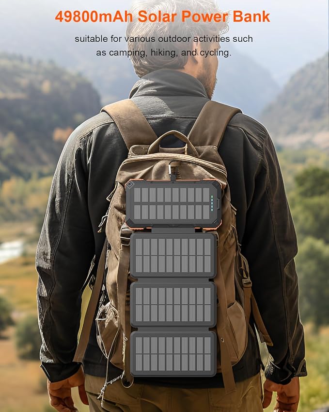 Cargador Solar Power Bank 49800mAh con 4 Cables miniatura 8