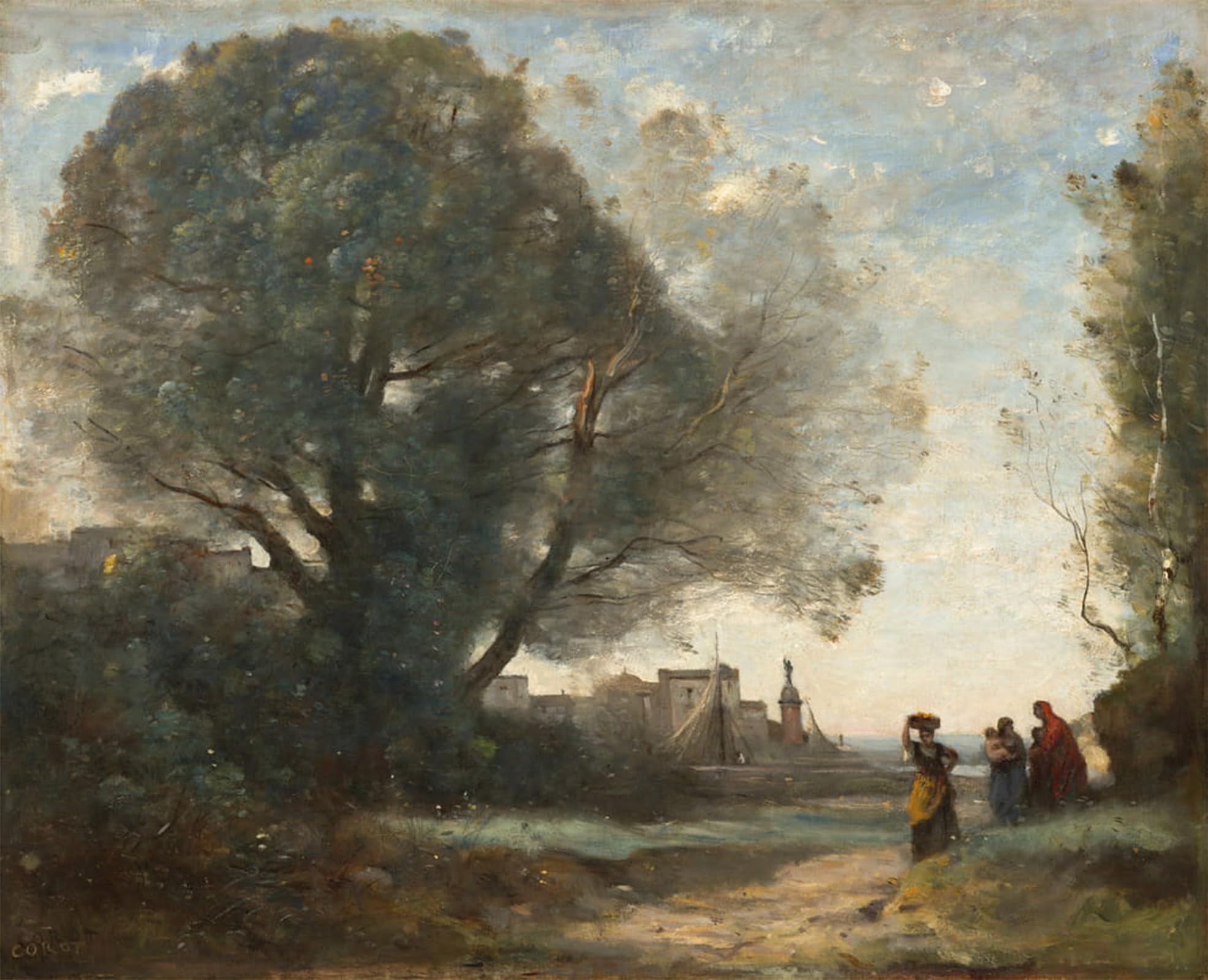 SERENDIPITP Abstract Painting Mural Print Picture Wall Decor Painting Souvenir of Terracina by Jean Baptiste Camille Corot Vintage Wall Artwork for Home Decor 60x90cm