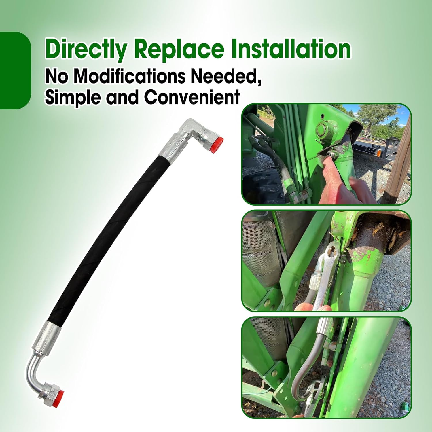 4 Pcs Hydraulic Hose Replace AW29374 Fit for John Deere D120 H120 H130 H160 H165 120E 120R 200X 200CX 210 300 300X 300CX 300E 300R 400E 400X 400CX 410 419 420 430 512 Loaders, 5800 PSI