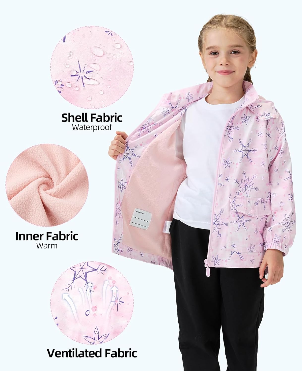 Boys Girls Waterproof Hooded Jackets Lightweight Soft Lining Kids Windbreaker Rain Coats - Image 4