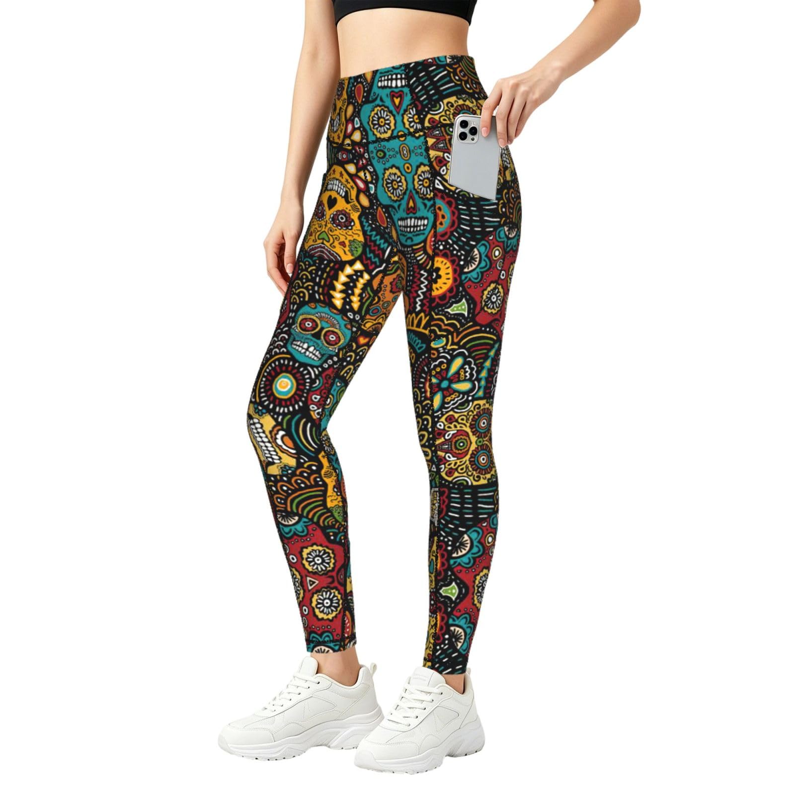 Leggings de compresión con estampado de calaveras de azúcar ZXERTG 8