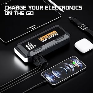 Povasee 4000A Jump Starter 12V Battery Jumper Starter(10L Gas 10L Diesel Engine),Car Battery Jump Starter with 3" LCD Display, Power Bank/Dual Output/LED Light