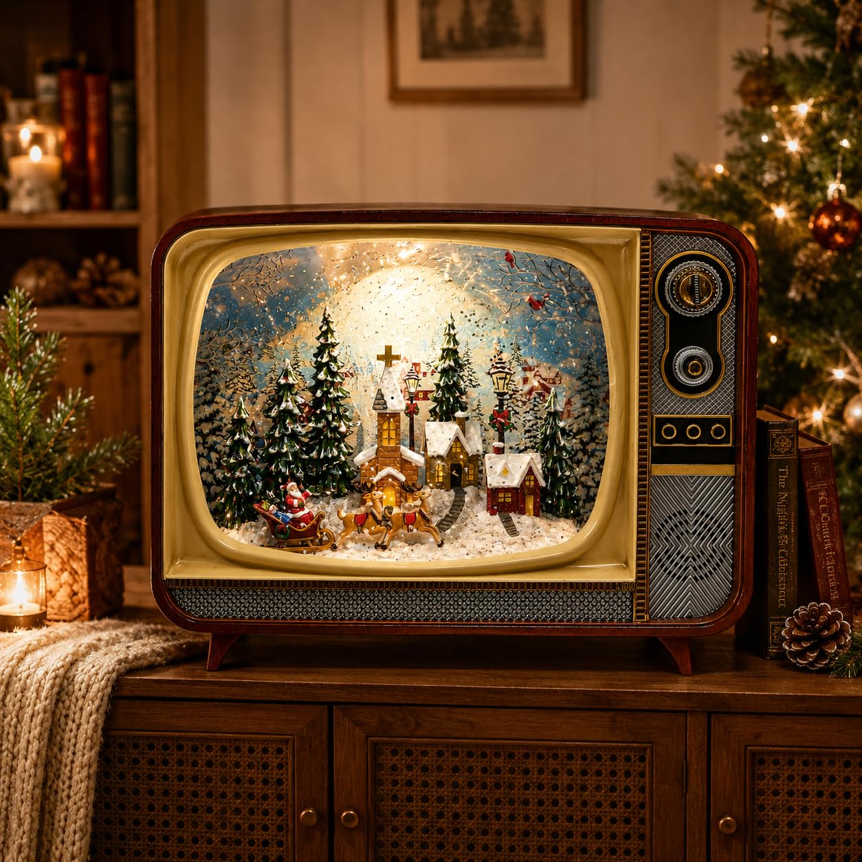 LED acrilico & Water Spinning Retro TV BO, si illumina, 3AA batterie non incluse