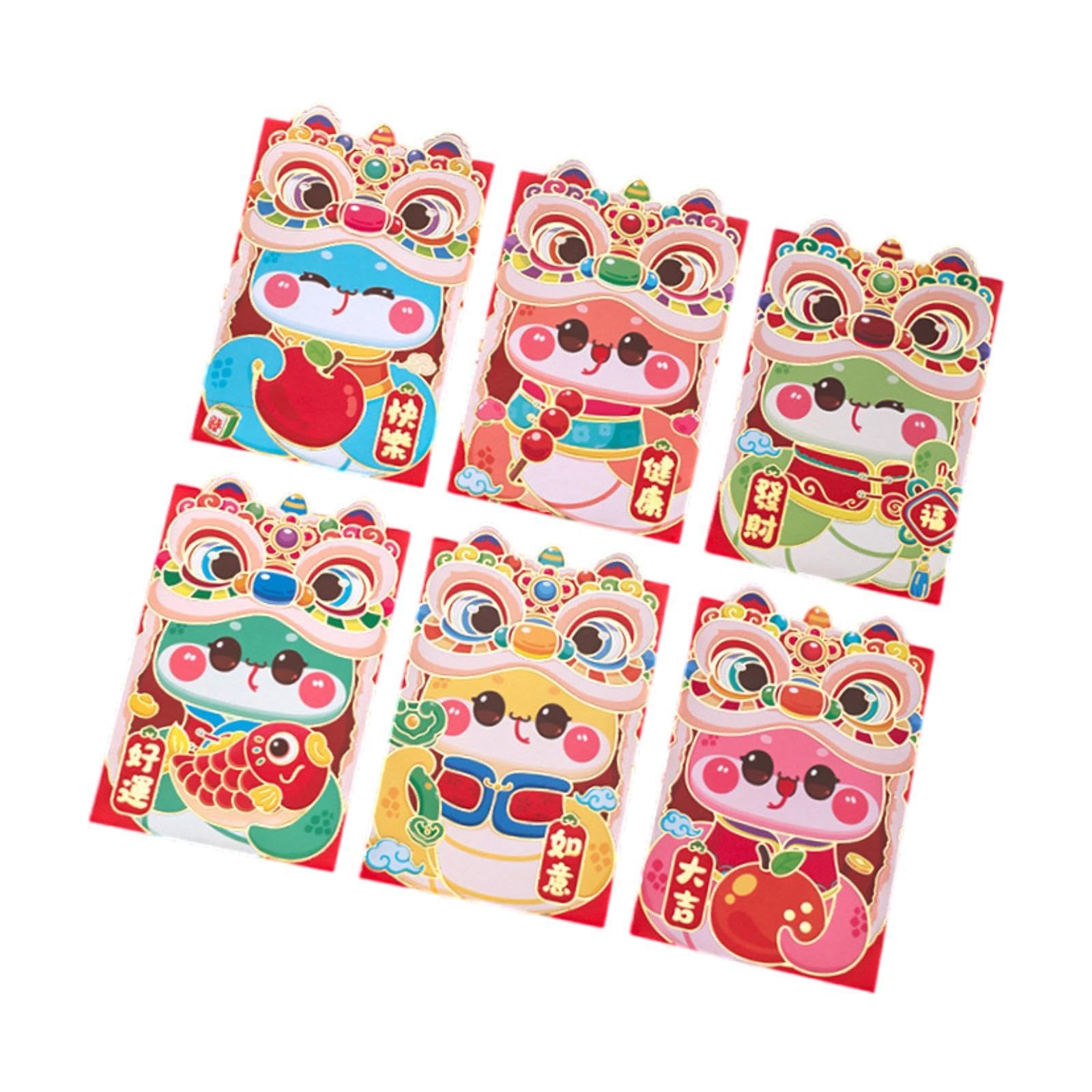 THE STYLE SUTRA 6X 2025 Chinese New Year Red Envelope Cute for Party Favors Wedding Birthday Style A-image-22