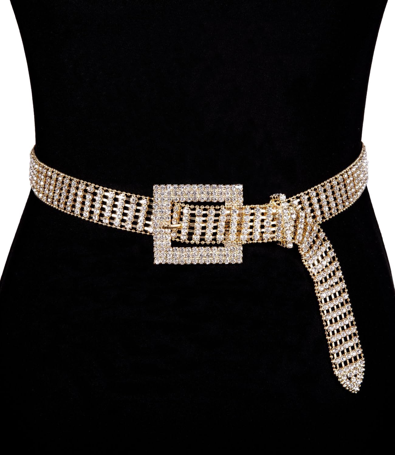 Barry.Wang Rhinestone Belts for Women Silver Gold Bling Belt Diamond Crystal Studded for Jeans Dress Bridal Christmas - Image 5