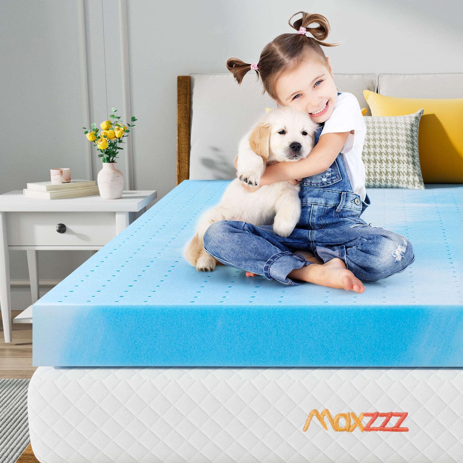 Maxzzz 4 Inch Mattress Topper Full Size, Firm Memory Foam